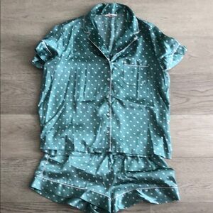 Victoria's Secret Green and White Polka Dot Pajama Set